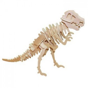 Dinozauras T-Rex. 3D Konstruktorius iš medžio 